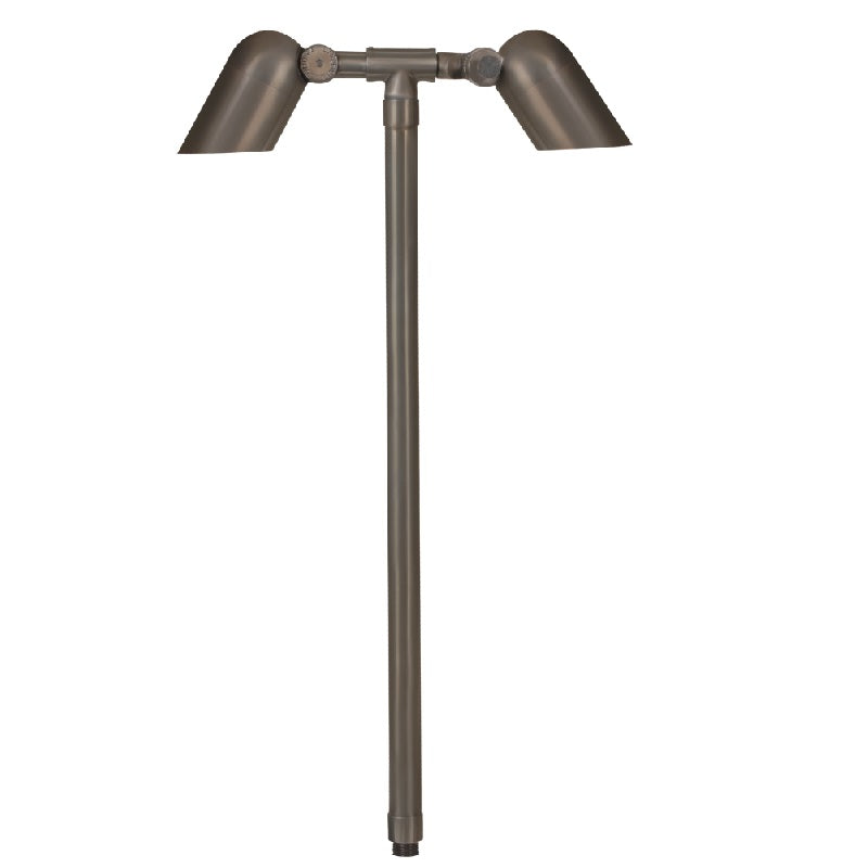 Mini Double Head Brass Path Light | MR-16 LED Compatible