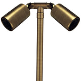 Brass RGB-WW Bluetooth Double Head Path Light in Antique Bronze or Gun Metal with 18″ or 24″ brass stem, dual adjustable knuckles, and 1–6W LED.