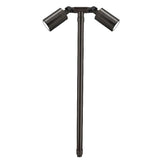 Brass RGB-WW Bluetooth Double Head Path Light in Antique Bronze or Gun Metal with 18″ or 24″ brass stem, dual adjustable knuckles, and 1–6W LED.