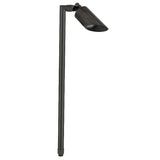 Smart RGB-WW Bluetooth Brass Path Light with Shroud, in Antique Bronze or Gun Metal finish, adjustable knuckle, and replaceable LED module.
