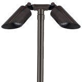 Smart RGB-WW Bluetooth Brass Path Light with Shroud, 18″ or 24″ stem, Antique Bronze and Gun Metal finishes, dual replaceable LED modules.