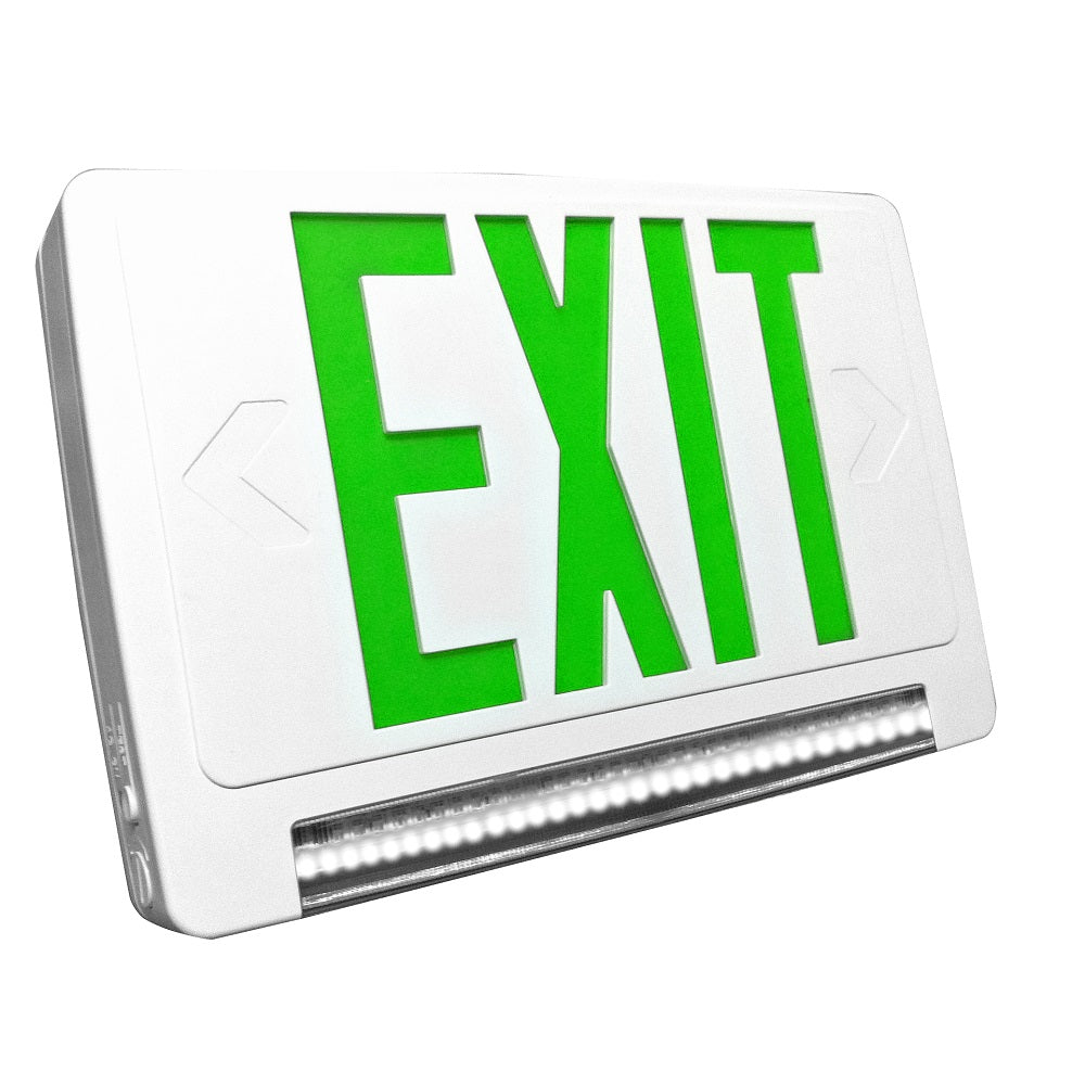 emergency exit sign with LED lightpipe technology and battery backup system