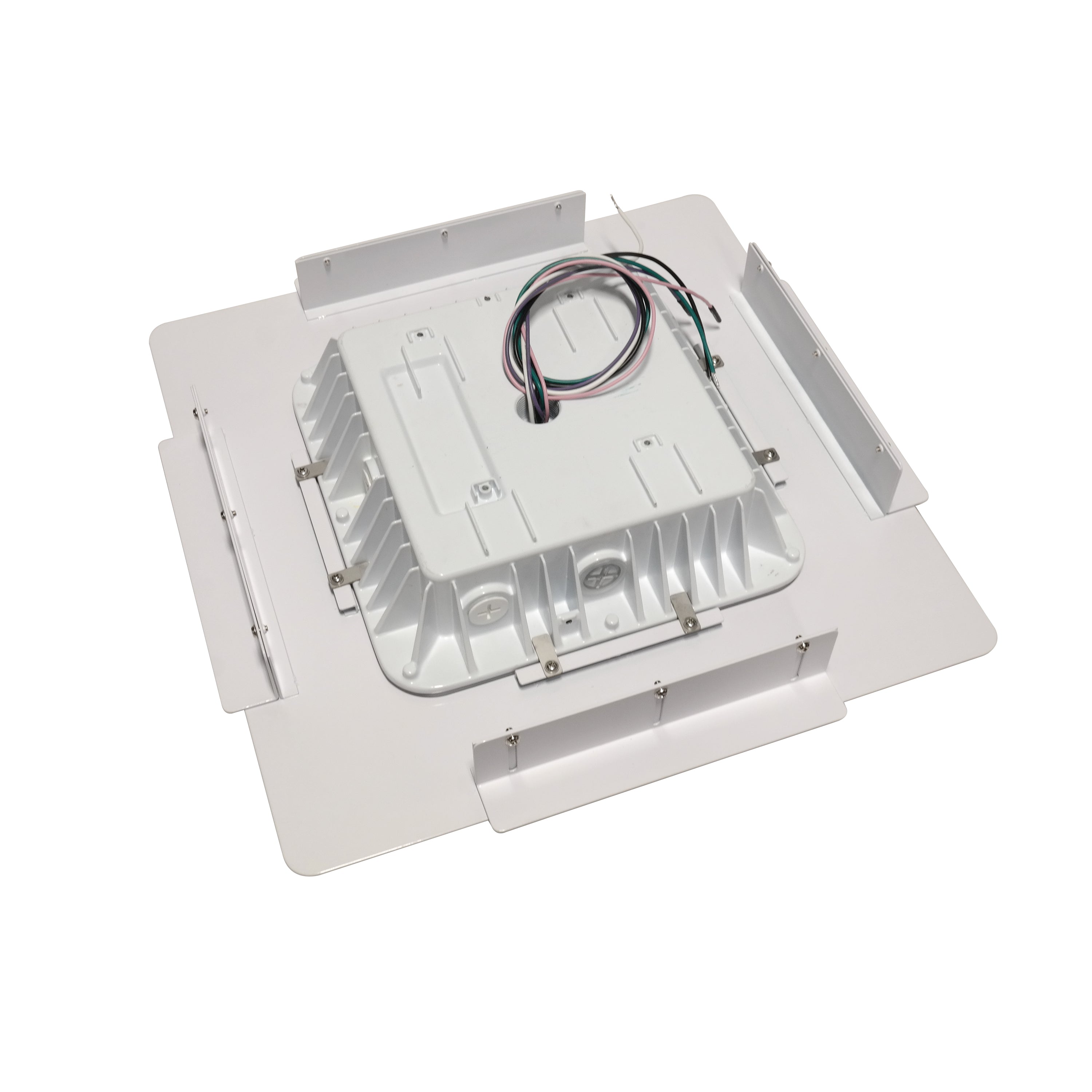 Energy-efficient LED canopy light flush-mounted in ceiling
