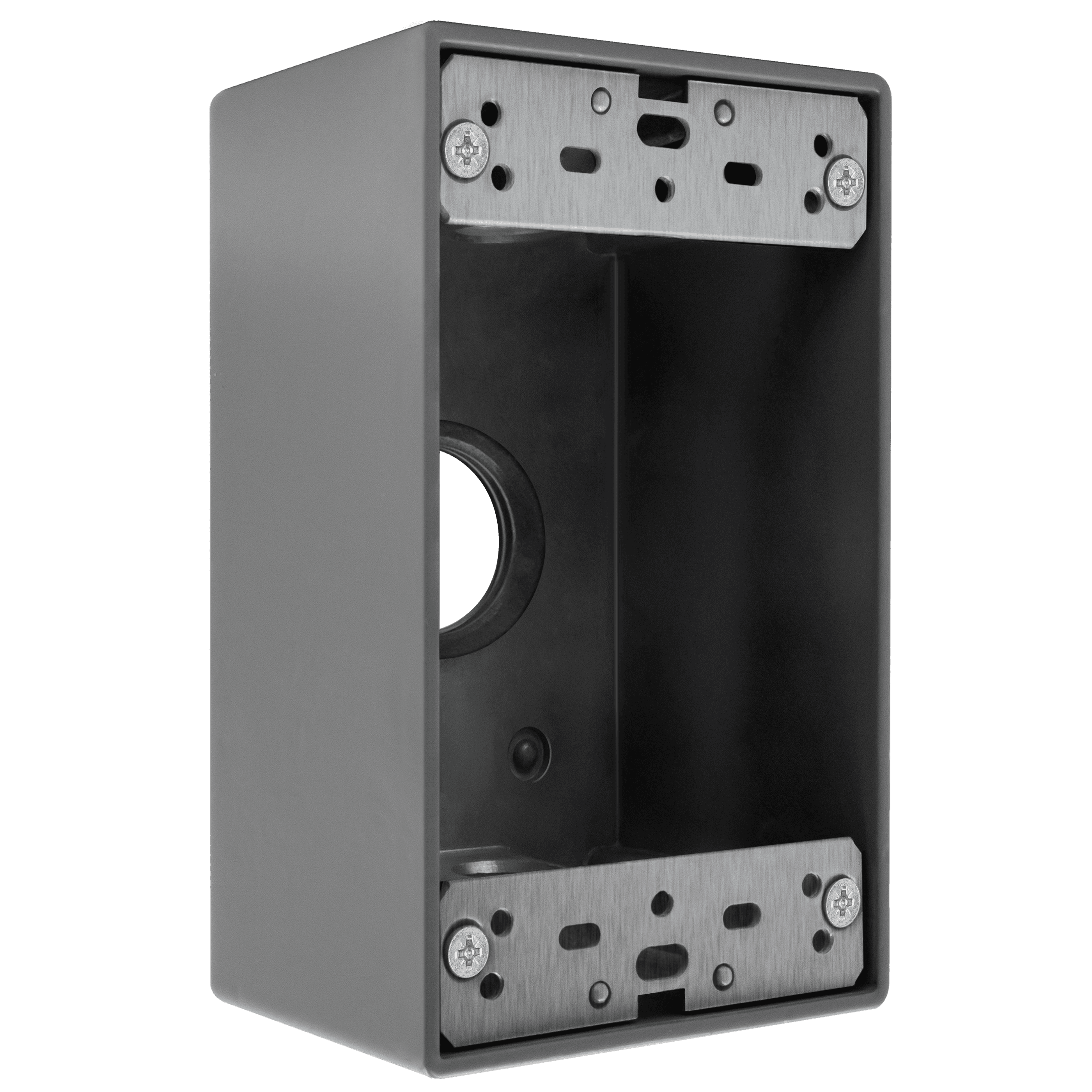 EN1375 gray die-cast aluminum outdoor junction box with mounting lugs