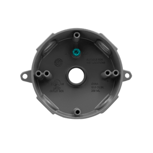 Enerlites EN4550 4-inch round weatherproof electrical box with five 1/2-inch knockouts - Available at Electrical Marketplace