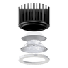 Aster 4-inch high-output interchangeable module LED downlight with selectable color temperature, adjustable between 9W and 15W, designed for efficient and customizable lighting.