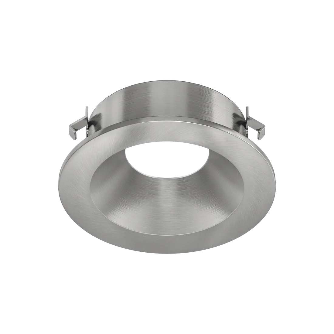 Mini brushed nickel round recessed trim wet rated ceiling fixture