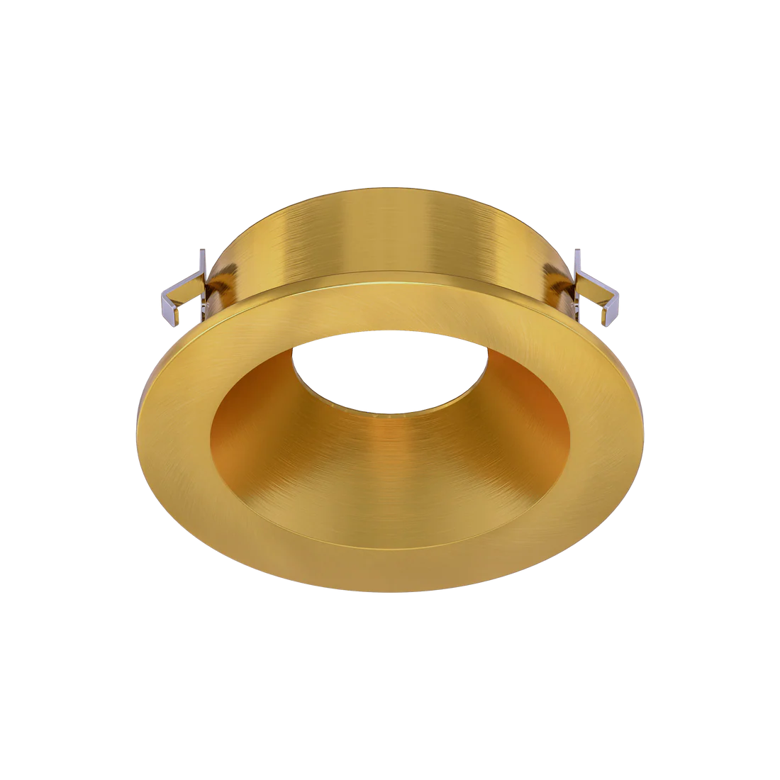 Mini brushed brass round recessed trim wet rated ceiling fixture