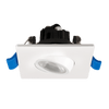 Goodlite 2-inch square recessed gimbal LED downlight with selectable CCT and 5W LED, Saturn Series, adjustable, trimless design, energy-efficient lighting for residential and commercial spaces.