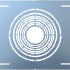 G-19979 flat new construction plate for round LED housings, 8 cutout sizes from 2.12″ to 6.35″, outside dimensions 8.37″ × 25.98