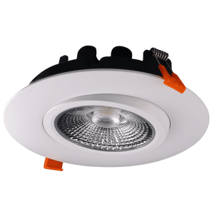 adjustable 6 inch round LED gimbal recessed light with 30 degree tilt and 360 rotation - Available at Electrical Marketplace