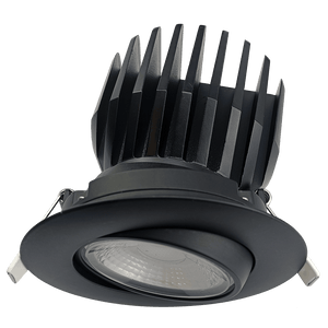 Goodlite 4-inch round flushed recessed gimbal high output LED downlight, Saturn Series, 20W with selectable CCT, modern adjustable lighting for commercial and residential ceilings