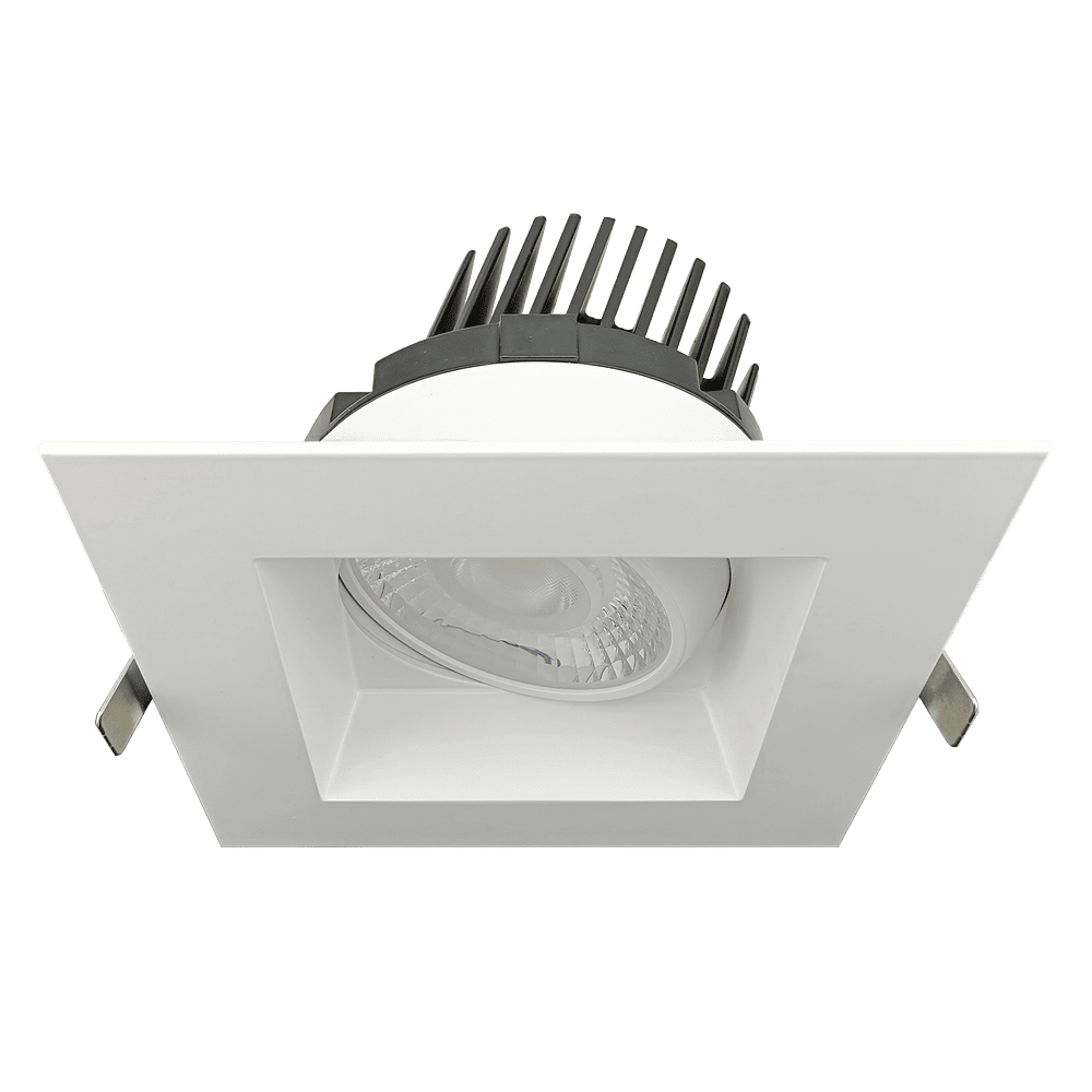 Saturn 6 inch square regress gimbal LED downlight available in white and black finishes