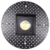 3.5 inch square trimless LED luminaire with mud-in installation available in white and black finishes