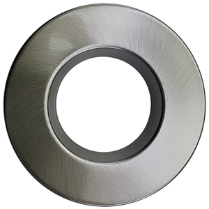 3-inch round slim brushed nickel cover for regress recessed LED fixtures, low-profile trim, modern finish - Available at Electrical Marketplace