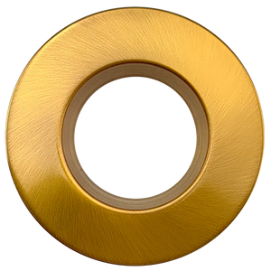 3-inch round slim brushed brass cover for regress recessed LED fixtures, low-profile trim, modern finish - Available at Electrical Marketplace