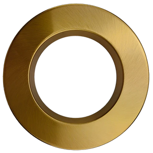 G-22043 4-inch round regress slim brushed brass cover for recessed downlights.” - Available at Electrical Marketplace