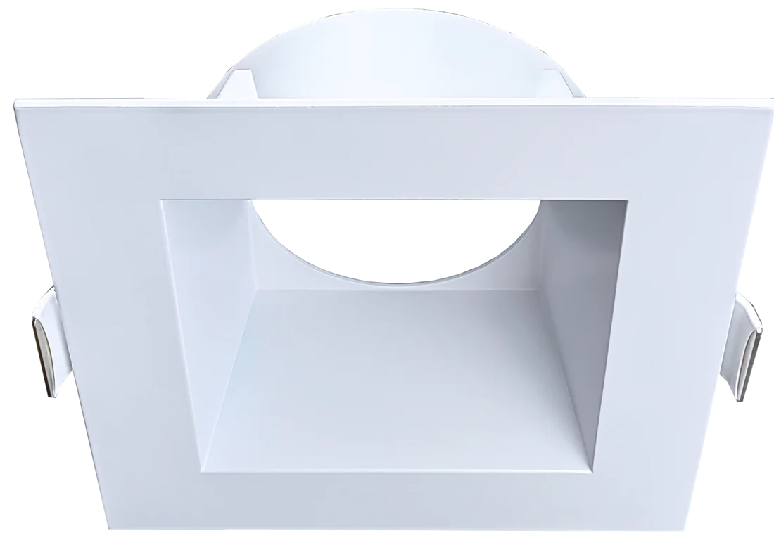 Aster 6-inch white square ceiling trim, clip-in mount, compatible with 6-inch LED module
