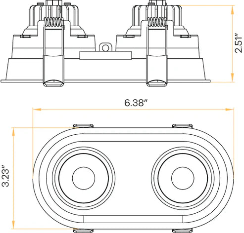 Architectural-double-head-oval-regress-gimbal-downlights-installed-in-ceiling