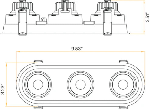 Architectural-triple-head-oval-regress-gimbal-spotlights-installed-in-ceiling