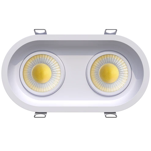 3.5 Inch Double Head Regress Gimbal Trimmed LED Downlight | 2.700Lm | 120/277V | CCT Selectable | Ellipse Series | Goodlite G-23342/352