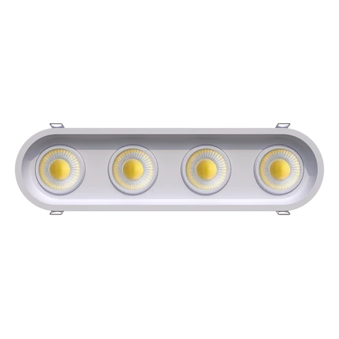 Low-profile-overlapping-flange-on-trimmed-oval-four-head-gimbal-light
