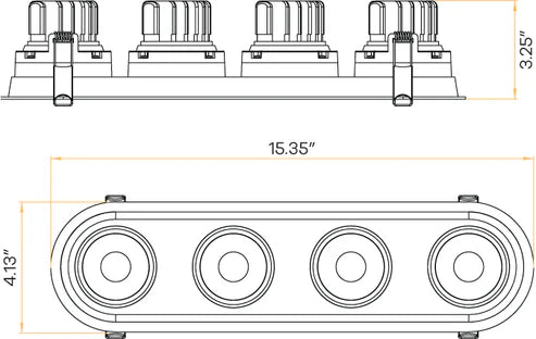Architectural-four-head-trimmed-oval-downlights-mounted-via-ceiling-springs