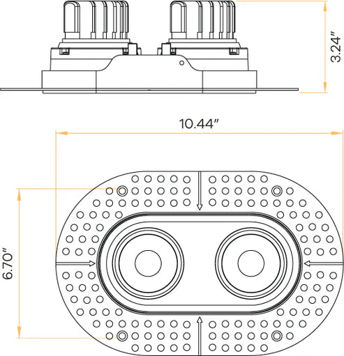 Seamless-architectural-double-head-trimless-oval-downlights-mudded-into-ceiling