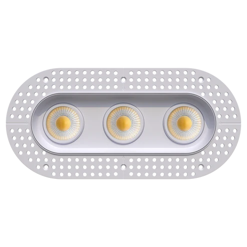 3.5 Inch Triple Head Regress Gimbal Trimless LED Downlight | 3.800Lm | 120/277V | CCT Selectable | Ellipse Series | Goodlite G-23363/373