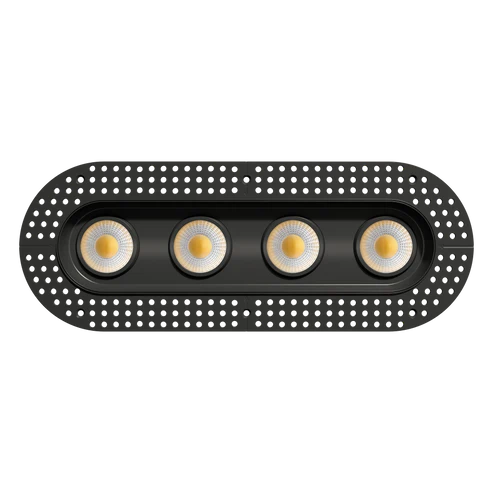 3.5 Inch Four Head Regress Gimbal Trimless LED Downlight | 4.800Lm | 120/277V | CCT Selectable | Ellipse Series | Goodlite G-23364/374