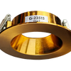 Brushed brass round architectural recessed trim with warm metallic finish