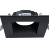 Black square architectural recessed trim with clip-in mounting