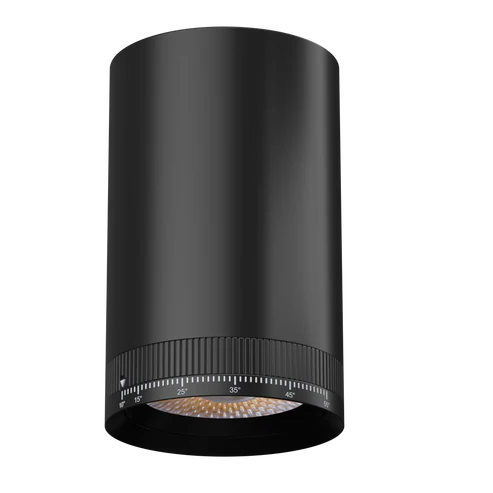 Architectural-surface-mount-round-ceiling-cylinder-lights-in-matte-white-and-matte-black-18W
