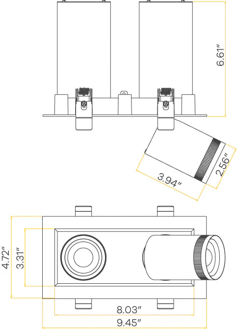 3" Double Head Retractable Cylinder LED Downlight | 1.900Lm | 120/277V | CCT Selectable | Goodlite G-32502/512