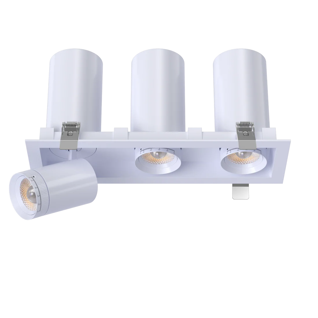 3 Inch Triple Head Retractable Cylinder LED Downlight | 2.800Lm | 120/277V | CCT Selectable | Pulsar Series | Goodlite G-32503/513