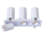 Triple-head-trimmed-recessed-spotlight-with-independent-90-degree-telescoping-hinges