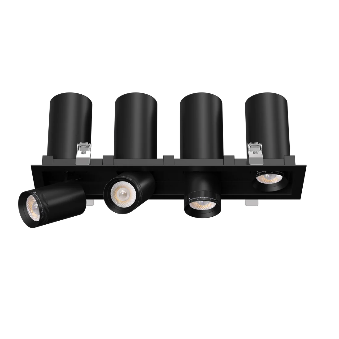 3 Inch Four Head Retractable Cylinder LED Downlight | 3.800Lm | 120/277V | CCT Selectable | Pulsar Series | Goodlite G-32504/514