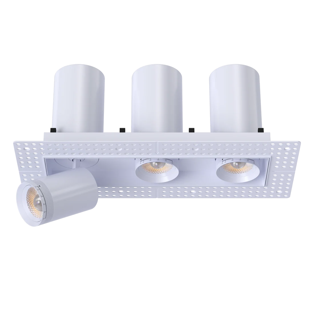 3 Inch Triple Head Retractable Trimless Cylinder LED Downlight | 2.800Lm | 120/277V | CCT Selectable | Pulsar Series | Goodlite G-32523/533