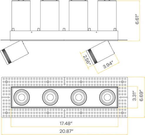 Pulsar-3-inch-four-head-trimless-retractable-multiple-directional-LED-downlights