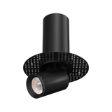 Pulsar-3-inch-round-trimless-retractable-directional-LED-downlights-white-and-black