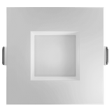 Regulus 3 inch square regressed slim LED downlight, white trimmed finish, 10W output, 5CCT selectable color temperature, clip-in flush mount