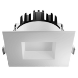Regulus 3 inch square regressed slim LED downlight, white trimmed finish, 10W output, 5CCT selectable color temperature, clip-in flush mount