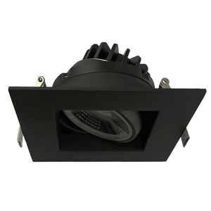 Goodlite 4-inch square regressed gimbal LED downlight, Saturn Series, 14W with selectable CCT, adjustable directional lighting for residential and commercial ceilings