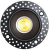2" round trimless ceiling luminaire in black, clear diffuser, energy-efficient LED