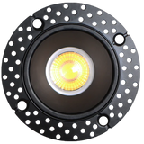 2" round trimless ceiling luminaire in black, clear diffuser, energy-efficient LED
