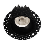2" round trimless ceiling luminaire in black, clear diffuser, energy-efficient LED