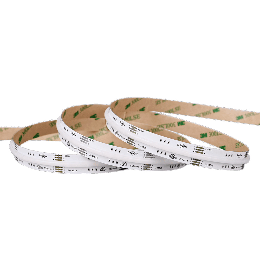 16.4FT LED COB Tape Light | 6.4W x FT | 24V | IP20 | RGBWW | Dimmable | Goodlite G-48525