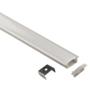 Angled view of 8ft aluminum LED channel with diffuser, designed for recessed lighting setups