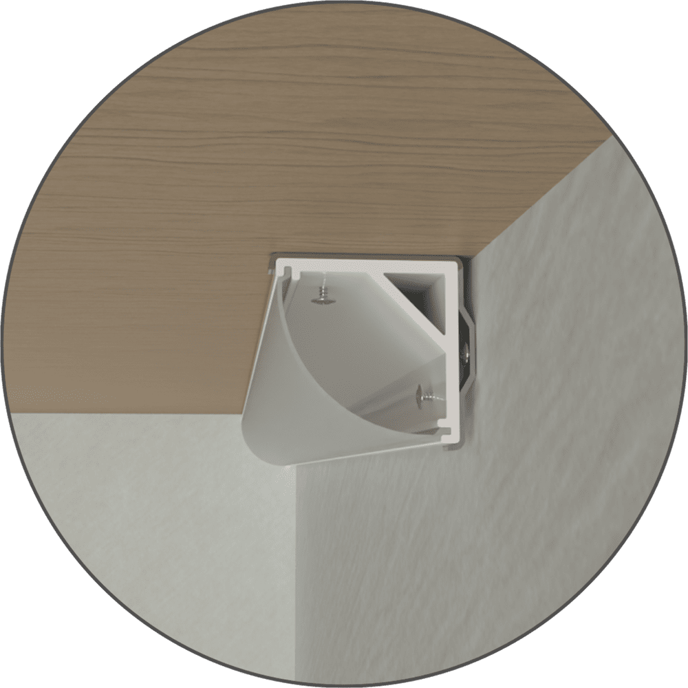 8ft 1 inch aluminum corner surface mount channel with frosted diffuser for angled LED strip lighting
