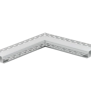 1" L corner trimless aluminum channel with frosted opal diffuser in silver finish, designed for 20mm LED tape recessed corner installations. - Available at Electrical Marketplace